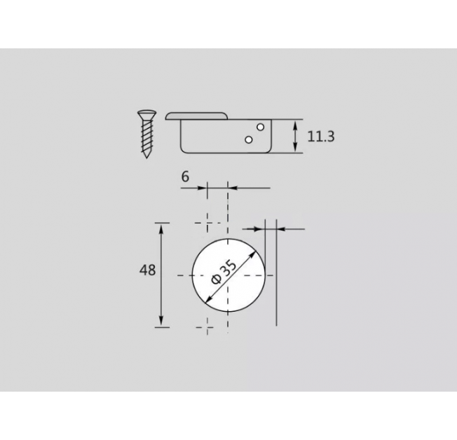 Завіса кутова 45*декоративна накладна DTC C85E6A6 S10HH