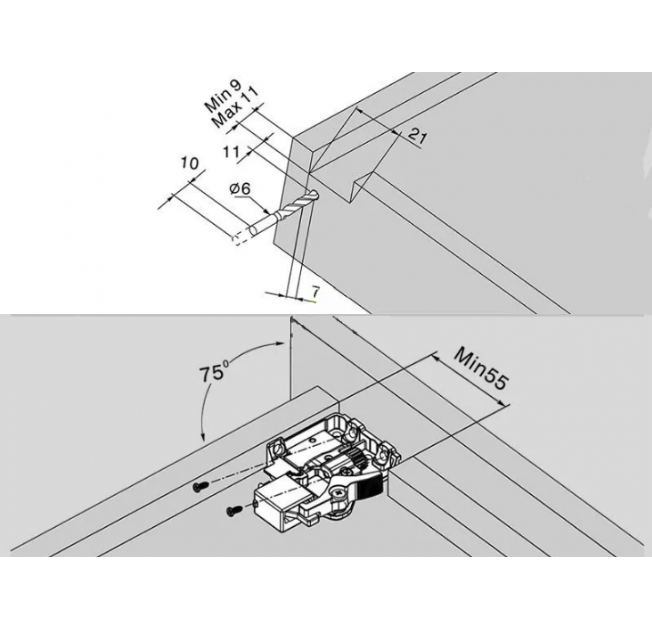 Напрямна прихованого монтажу DTC L-600 часткового висуву G10C-600-H-X