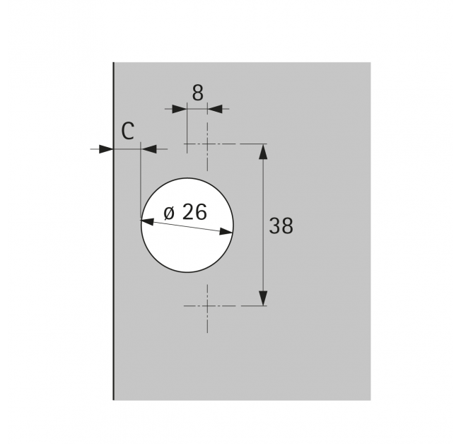 Завіса Perfekt 5224 W45 і монтажна планка (0069599)