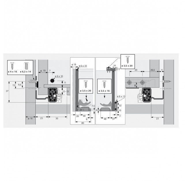 Направляюча Quadro V6 Silent System L=300мм повного висування права ДСП до 19 мм (9225674)