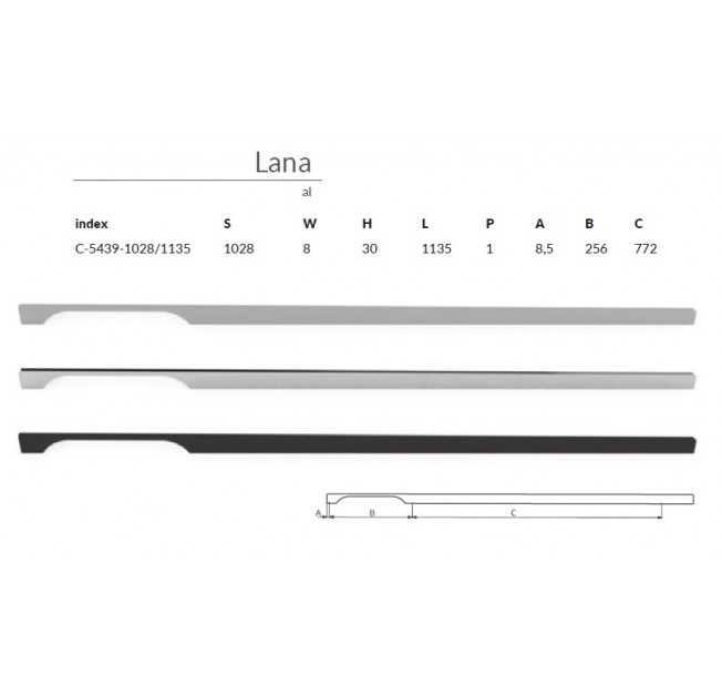 Ручка меблева LANA C-5439-1028/1135.G2 хром Nomet
