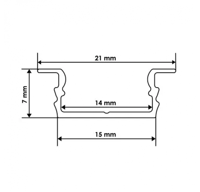 Профіль для LED ленти врізний + лінза алюміній 7*16 (PROF-INLINEM-OP-2M-AL)