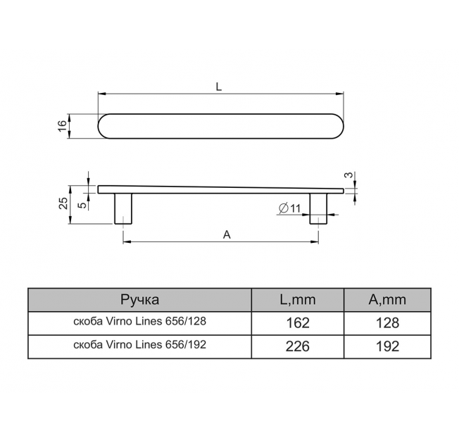 Ручкa Virno Lines 656/192 Soft Touch білий