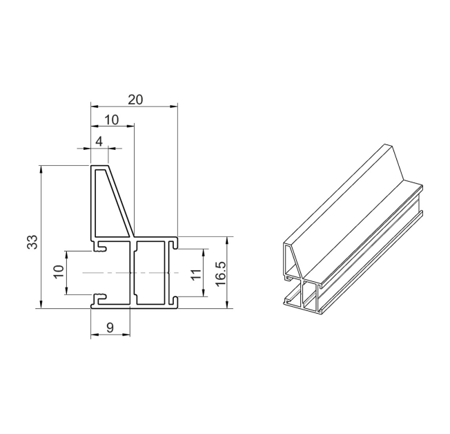 Профіль вертикальный Slider STONE L=5300 моко браш (134018)