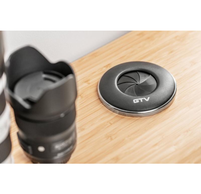 Подовжувач GTV круглий врізний SHUTTER, 1xSCHUKO чорний (AE-GM1SSHU-20)