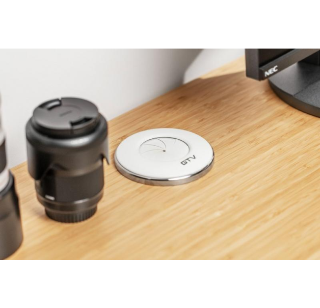 Подовжувач GTV круглий врізний SHUTTER, 1xSCHUKO білий (AE-GM1SSHU-10)