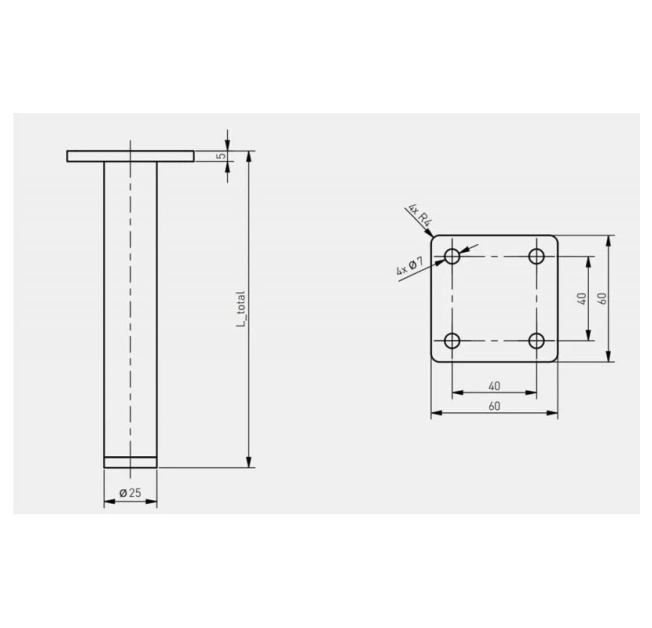 Ніжка меблева GTV RONDA SIMPLE H=150мм чорний матовий (NM-RONDA-S-150-20M)