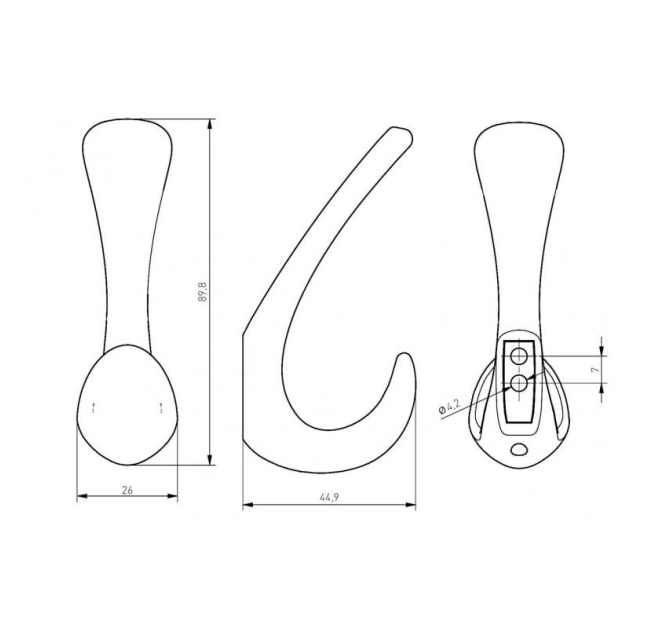 Крючок WZ-ORA-20M чорний матовий