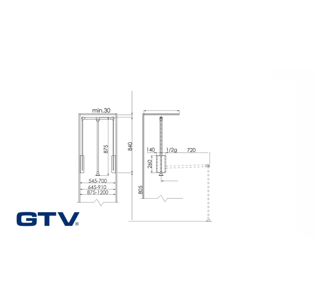 Пантограф масляний GTV 545-700мм антрацит (PG-ST4560-60)
