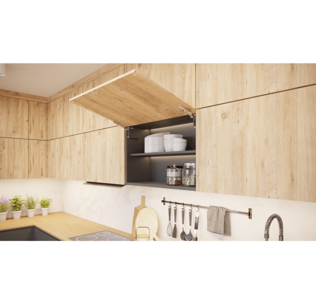 Підйомник GTV HORIZON, SOFT CLOSE,для фасад.300-650мм(2,8-7кг)потуж1100-2250,антрац(PD-H-MEDIUM-80)