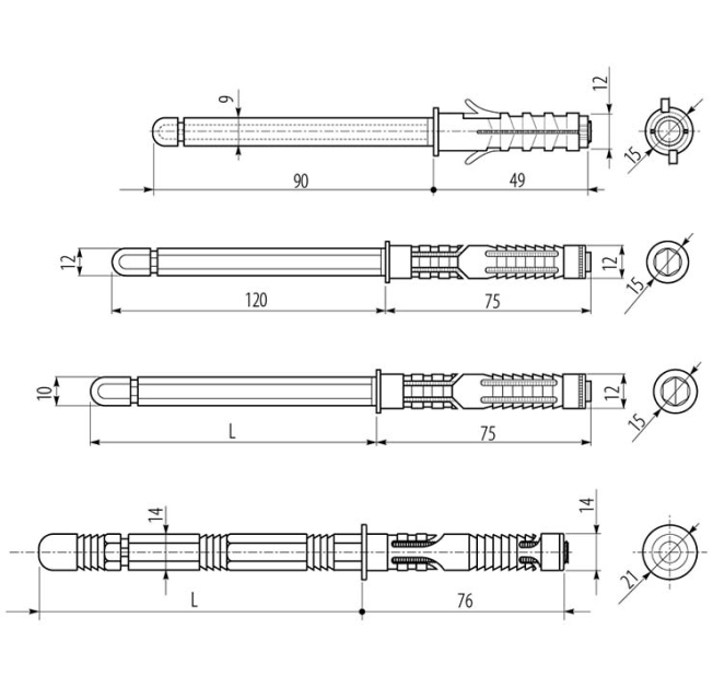Полкотримач прихований d=10 L=100 (PP-NW-10X100B)
