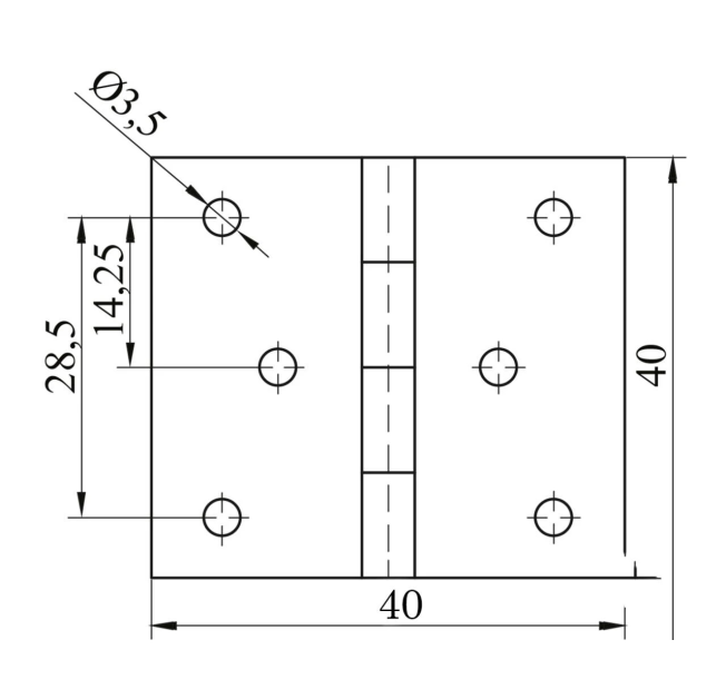 Завіса ДЦ накладна форточна 40*40мм