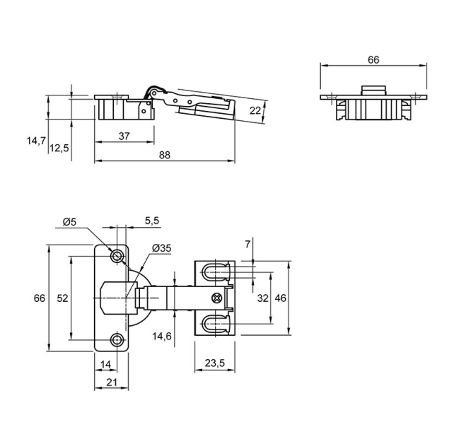 Петля для холодильника Hettich ET582 (0072134)