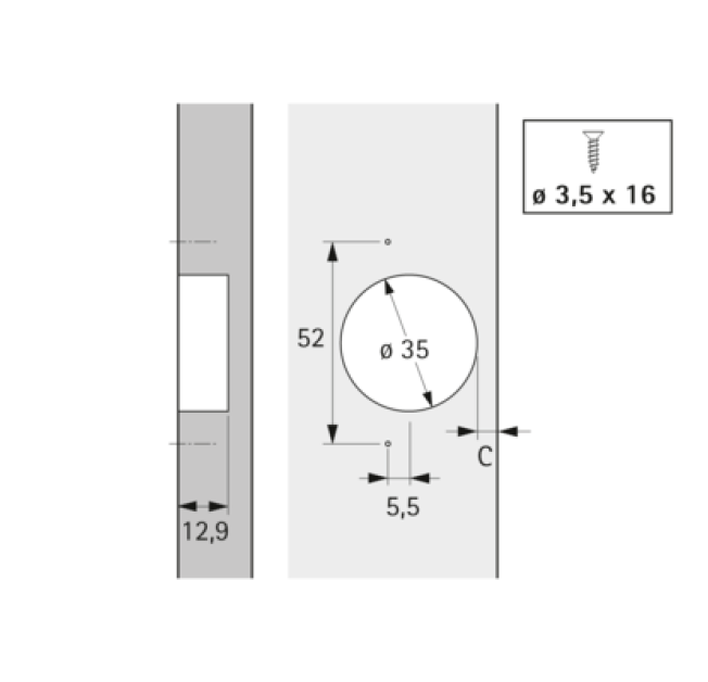 Петля для холодильника Hettich ET582 (0072134)