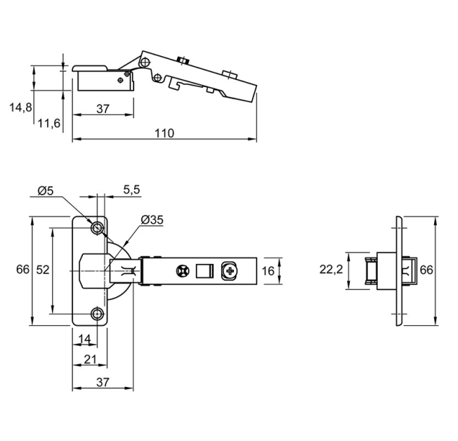 Петля накладна Intermat 9943-Т42, кут нахилу 0 (1029518)