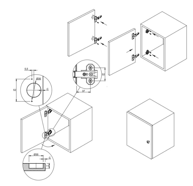 Завіса накладна Slide-on 2333-Т42, кут нахилу 0