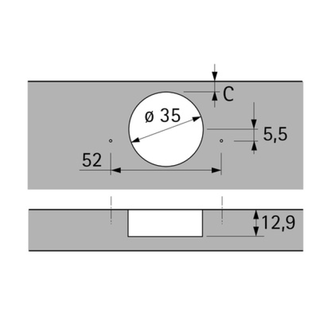 Завіса накладная Sensys без пружини S8675 ,B12,5 TH52, (907366200)