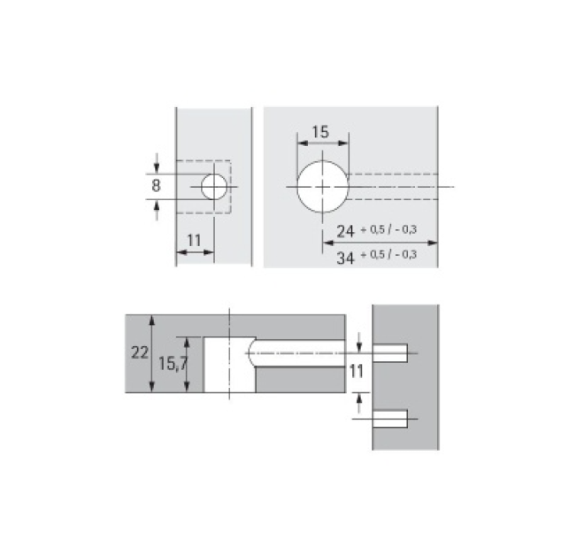 Ексцентрична стяжка Rastex 15/22 цинк (1048254)