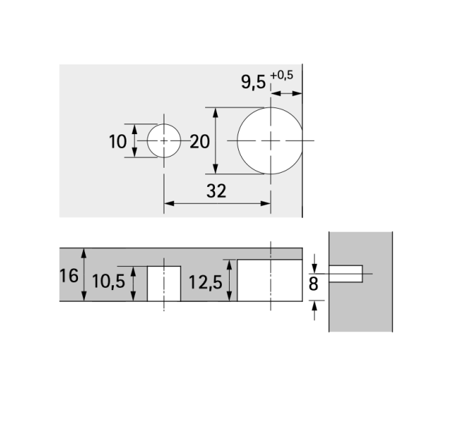 Ексцентрикова стяжка VB 36/16 біла 9116464 Hettich