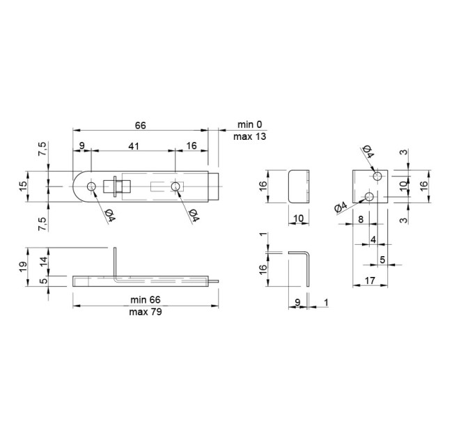 Защіпка для шафи хром