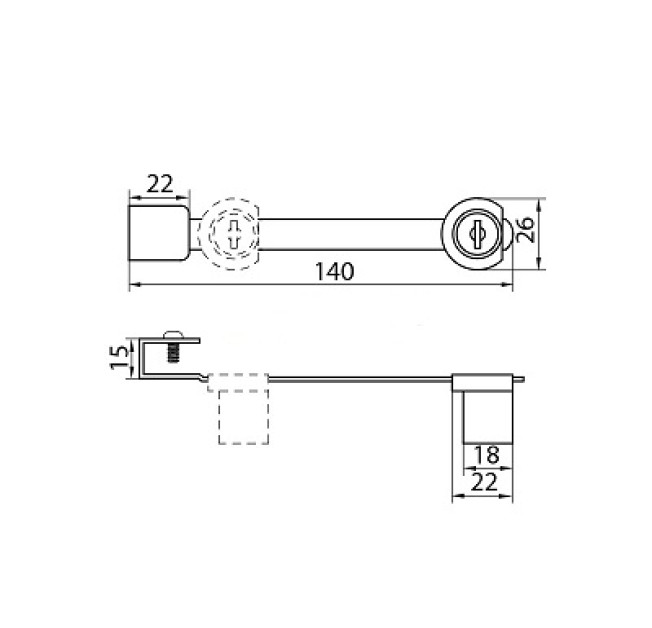 Замок для розсувних скляних дверей KL-328 хром