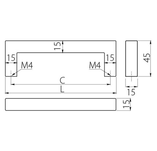 Ручка меблева US-SKO/06 L160 (сталь)