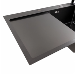 Мийка 78*50 R (ПРАВА ) Чорна круглий сифон