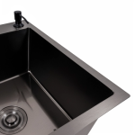 Мийка 78*50 R (ПРАВА ) Чорна круглий сифон