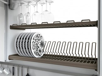 Сушка для посуду фасад 800 з алюмінієвою рамкою Inoxa Ellite 716 титан (2 полиці, піддон пластик титан)