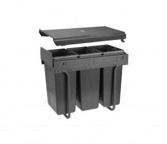 Сегрегатор GTV для кухонних шаф 300 мм 3*10л графіт (PB-45-0010х3-60A)