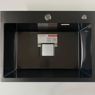 Мийка D5843 BLACK ЧОРНА  квадратний сифон