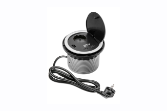 Подовжувач CHARGER врізний 1розетка, 2хUSB 2A 5V, 230V AC, 16A, 1.5м, сірий (AE-BPW1U2UCH-80)