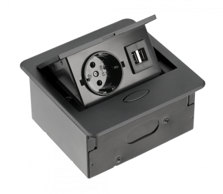 Подовжувач GTV AVARO 1 розетка SCHUKO 2xUSB провід 1,5м Чорний (AE-PB1SAVA-20)