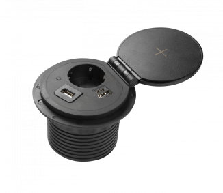 Подовжувач GTV CHARGER PLUS 1 розетка SCHUKO USB A+C WC (змінні USB, RJ45 HDMI) провід 1,5м Чорний (AE-BPW1SACP-20)