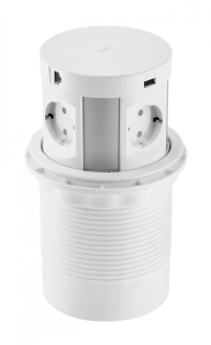 Подовжувач GTV COMFORT PLUS 120мм 4 розетки SCHUKO 2xUSB 2,4A 2xRJ45 WC 5W  провід 1,5м Білий (AE-BPW4S120P-10)