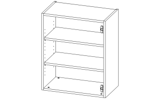 В03_2БФ Модуль верхній з 2 полицями 600*720*332 Білий