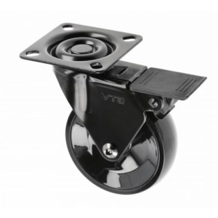 Ролик GTV CALIBRO, 75мм, 64кг, чорне/хром, зі стопором (KM-CALIBRO-75MM-ZH-20)