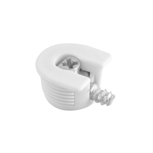 Ексцентрикова стяжка GTV для полиць від 16мм + ДЮБЕЛЬ 8мм Біла (MM-FI20-20X6X11-PL10-1T)