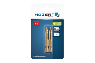 Набір біт PZ2, 50мм сталь S2, HOGERT покриті нітридом титану, 2шт (HT1S395)