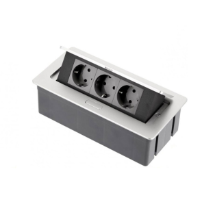 Подовжувач настільний SOFT, 3xSchuko 230V AC, 16A, 3600W, 1.5m кабель з вилкою,алюмій(AE-PBSC3GS-53)