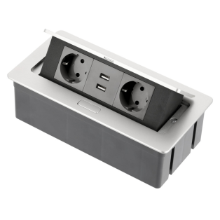 Подовжувач настільний SOFT,2xSchuko,2xUSB 2,1A,230V AC,16A,3600W,1,5m каб/вилк,алюм(AE-PBSUC2GS-53)