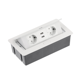 Подовжувач настільний SOFT,2xSchuko,2xUSB 2,1A,230V AC,16A,3600W,1,5m каб/вилк,білий(AE-PBSUC2GS-10)