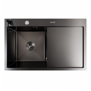 Мийка 78*50 B (L) (ЛІВА ) Чорна круглий сифон