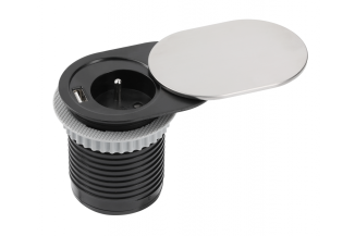 Подовжувач SLIDE 60мм, 1х роз, 1хUSB 2,4А, кабель 1,9м, Інокс (AE-BPW1U1UCH-51)