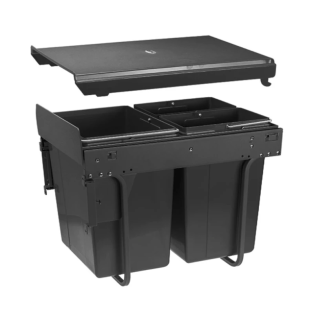 Сегрегатор GTV для кухонних шаф 400 мм 20+2х10л з кріпленням фасаду Графіт (PB-45-MF202X10-60A)