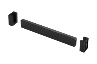 Комплект штанга гардеробна GTV прямокутна 3м +2 кріплення з заглушкою чорна матова