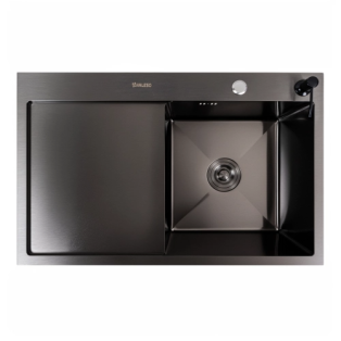 Мийка 78*50 R (ПРАВА ) Чорна круглий сифон