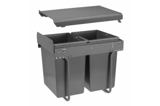 Сегрегатор GTV для кухонних шаф 400 мм 2х20л з кріпленням фасаду Графіт (PB-45MF002X20-60A)