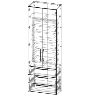 Шафа із 3 шухлядами та полицями під взуття+опції К01_03_05