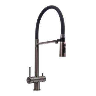 Змішувач кухонний з гнучким виливом під фільтр Valeso NES-TN66  чорний